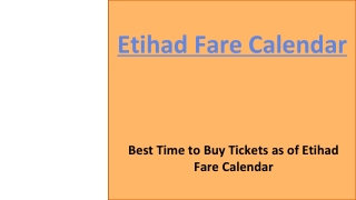 Etihad Fare Calendar