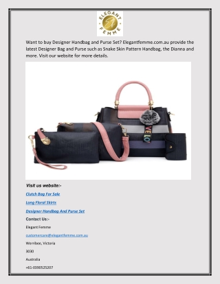 Designer Handbag and Purse Set | Elegantfemme.com.au