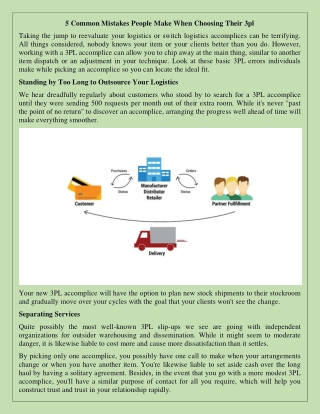 5 Common Mistakes People Make When Choosing Their 3PL