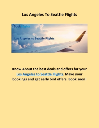 Los Angeles To Seattle Flights