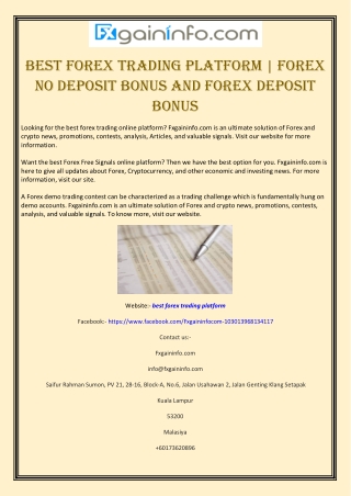 Best Forex Trading Platform | Forex No Deposit Bonus and Forex Deposit Bonus