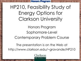 HP210, Feasibility Study of Energy Options for Clarkson University