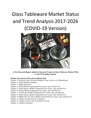 Glass Tableware Market Status and Trend Analysis 2017-2026 (COVID-19 Version)