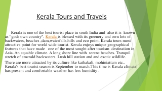 Kerala tours and travels | Tours in Kerala