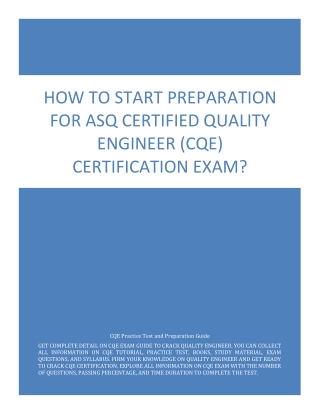 How to Start Preparation for ASQ Certified Quality Engineer (CQE) Certification Exam?