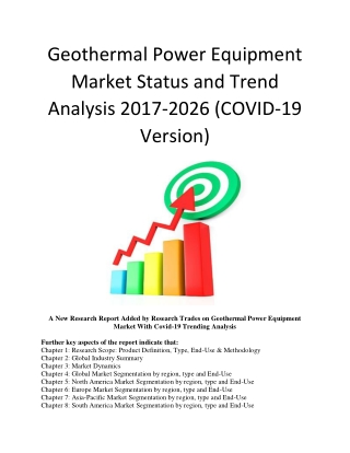 Geothermal Power Equipment Market Status and Trend Analysis 2017-2026 (COVID-19 Version)