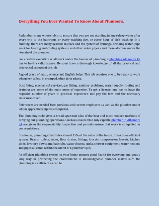 Everything You Ever Wanted To Know About Plumbers