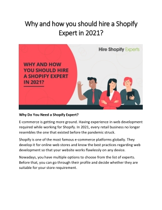 Why and how you should hire a Shopify Expert in 2021?
