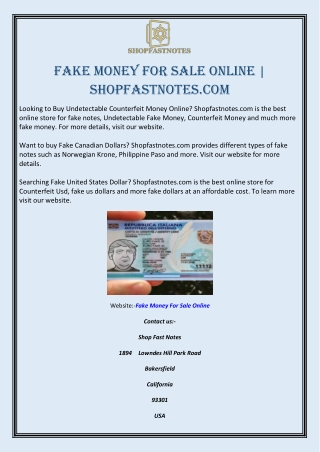 Fake Money for Sale Online | shopfastnotes.com