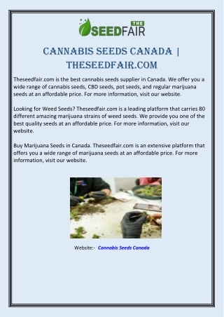 Cannabis Seeds Canada | Theseedfair.com