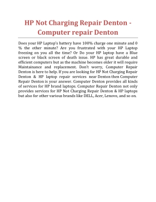 HP Not Charging Repair Denton