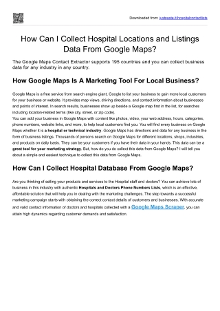 How can I collect hospital data from Google Maps?