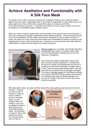 Achieve Aesthetics and Functionality with A Silk Face Mask