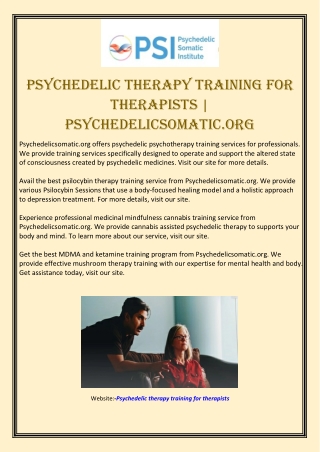 Psychedelic Therapy Training For Therapists | Psychedelicsomatic.org