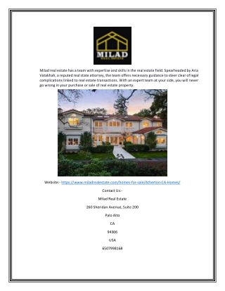 Atherton Houses for Sale | Miladrealestate.com