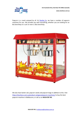 Want to hire a quality popcorn machine in Melbourne?