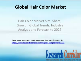 Hair Color Market Size, Share, Growth, Global Trends, Industry Analysis and Forecast to 2027