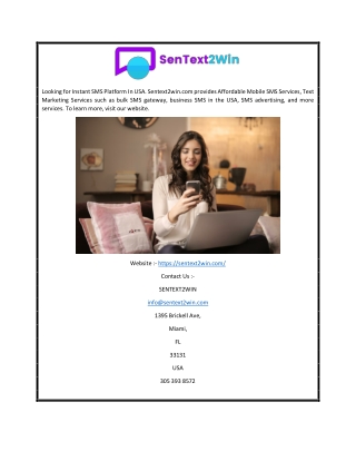 Instant Sms Platform in USA | Sentext2win.com