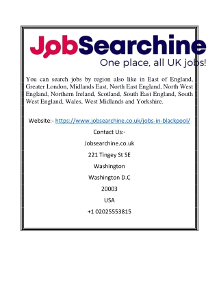 Jobs in Blackpool | Jobsearchine.co.uk