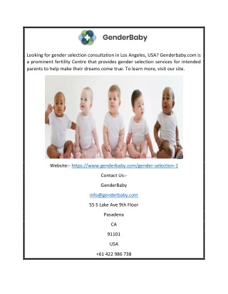 Gender Selection Los Angeles | Genderbaby.com