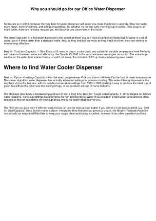 Where to find Plumbed Water Dispenser