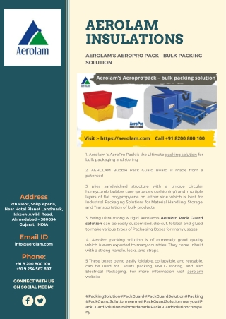 Aerolam’s Aeropro pack – Bulk Packing Solution