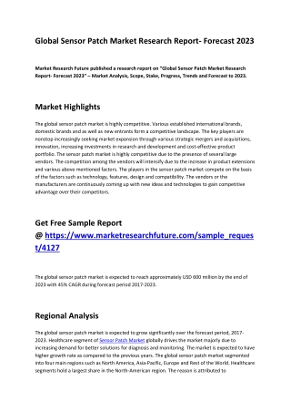 Sensor Patch Market 2021 Analysis, Growth, Trends, Opportunities and Forecast To 2023