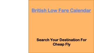 British Low Fare Calendar