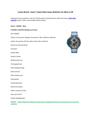 Lovina Brand - Gant | Calvin Klein Guess Watches For Men in UK