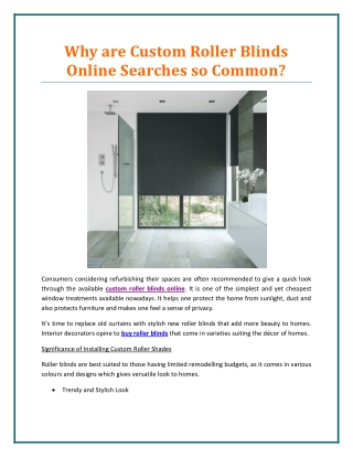 Why are Custom Roller Blinds Online Searches so Common?