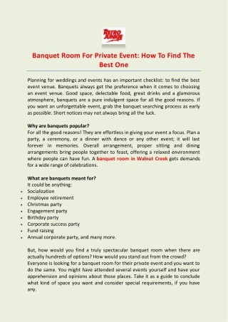 Banquet Room For Private Event: How To Find The Best One