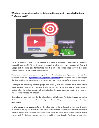 What are the metrics used by digital marketing agency in Hyderabad to track YouTube growth?