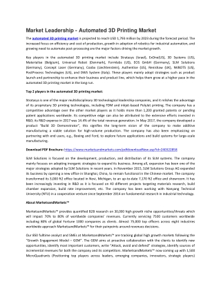Automated 3D Printing Market Size, Growth, Trend and Forecast to 2023 | MarketsandMarkets