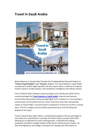 Saudi Arabia Travel Market Opportunity and Forecast 2025