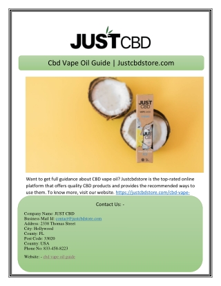 Cbd Vape Oil Guide | Justcbdstore.com