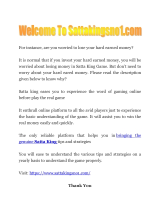 Bringing the genuine Satta King tips