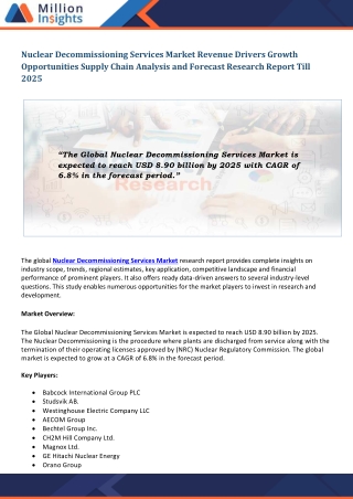Nuclear Decommissioning Services Market
