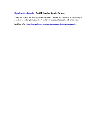 Headhunters Canada - Best IT Headhunters in Canada