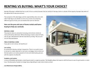 RENTING VS BUYING: WHAT’S YOUR CHOICE?