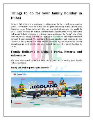 Things to do for your family holiday in Dubai