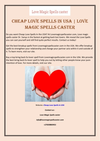 Cheap Love Spells In USA | Love Magic Spells Caster