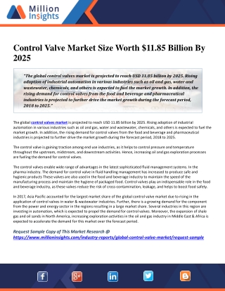 Control Valve Market Size Worth $11.85 Billion By 2025