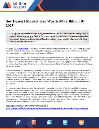 Soy Dessert Market Size Worth $90.2 Billion By 2025