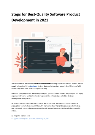 Steps for Best-Quality Software Product Development in 2021