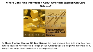 Where Can I Find Information About American Express Gift Card Balance
