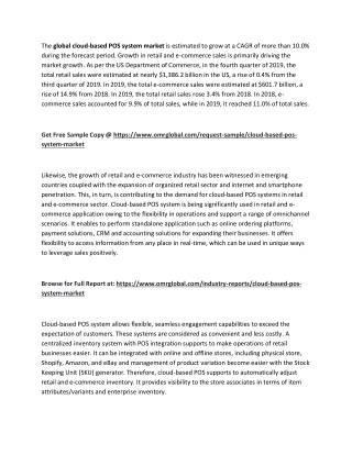Global Cloud-based POS System Market  Trends, Size, Competitive Analysis and Forecast - 2019-2025