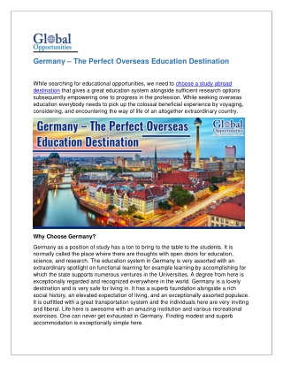 Germany - The Perfect Overseas Education Destination