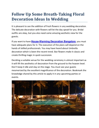 Follow Up Some Breath-Taking Floral Decoration Ideas In Wedding