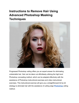 Remove Hair Using Advanced Photoshop Masking Techniques