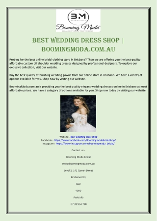 Best Wedding Dress Shop | BoomingModa.com.au